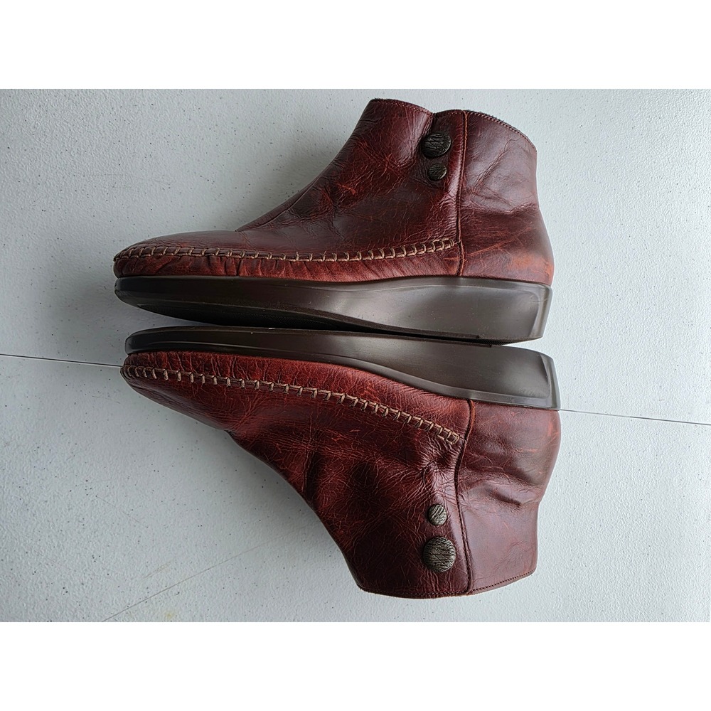 SAS Jade Ankle Boots Distressed Leather 9 WW Side Zip Bootie Tripad Comfort USA - Picture 3 of 10